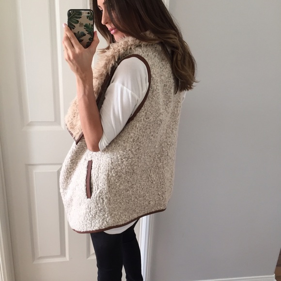 Sold • Cozy Brown & Tan Faux Fur Vest - Picture 3 of 4