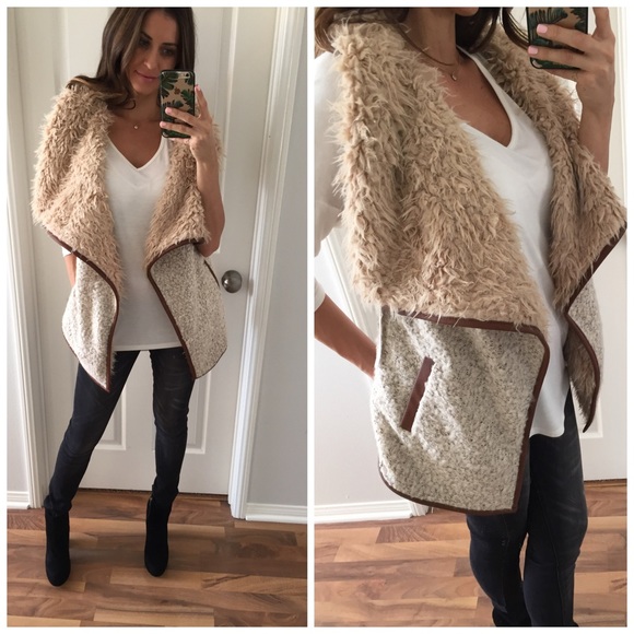 Sold • Cozy Brown & Tan Faux Fur Vest - Picture 4 of 4