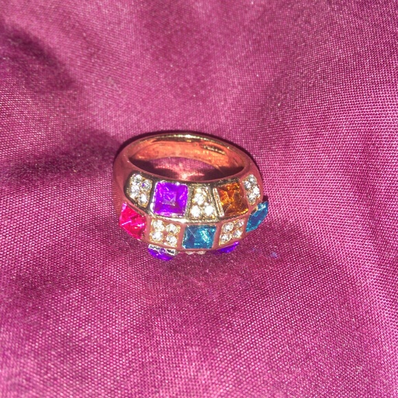 Jewelry | Size 7 Goldplated Austrian Colorful Crystal Ring | Poshmark