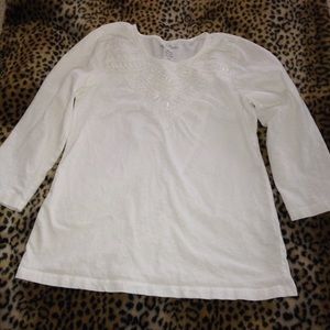 MOVING SALE Chico's White Embroidered Tee