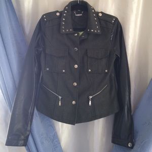 Studded, Wool and faux leather coat!