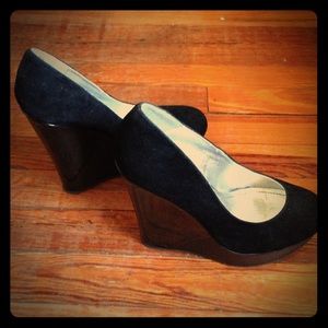Black suede wedges