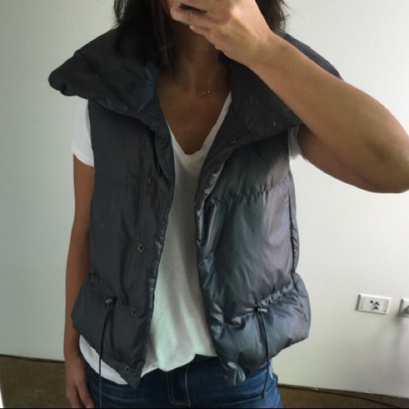 Theory down puffer vest in metallic dark grey - Picture 1 of 3