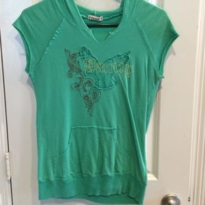 Short Sleeve Hooded Top