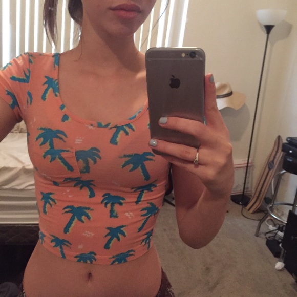 Pink & Blue Palm Trees Crop Top