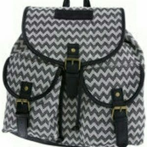American Eagle Backpack Black White Chevron Print
