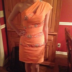Coral short prom dress size 0