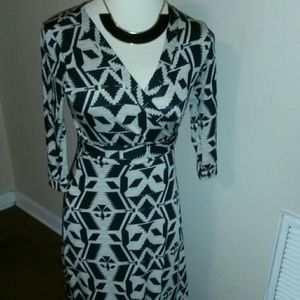 Tribal Design Black and Cream Long Dress