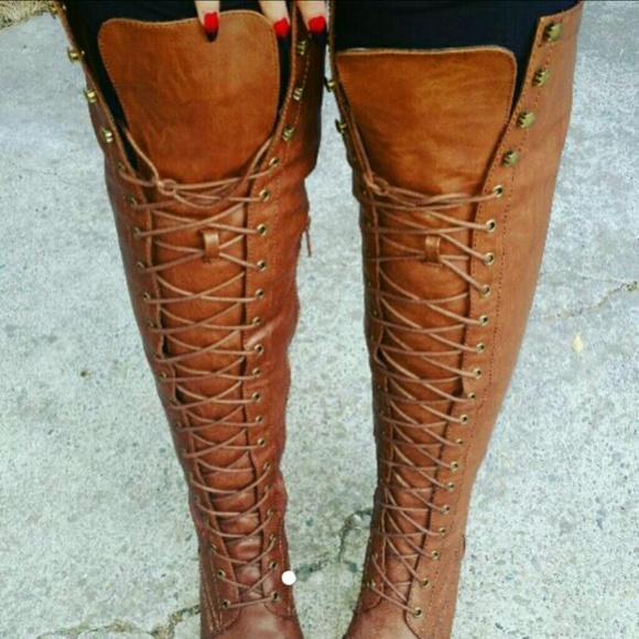 Brown lace up boots