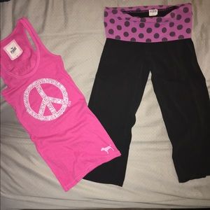 VS PINK Tank and cropped yoga