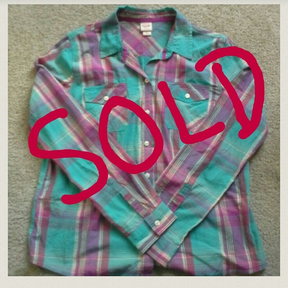 Mossimo Supply Co. Tops - SOLD!!! Bright Purple and Blue Plaid Button Down