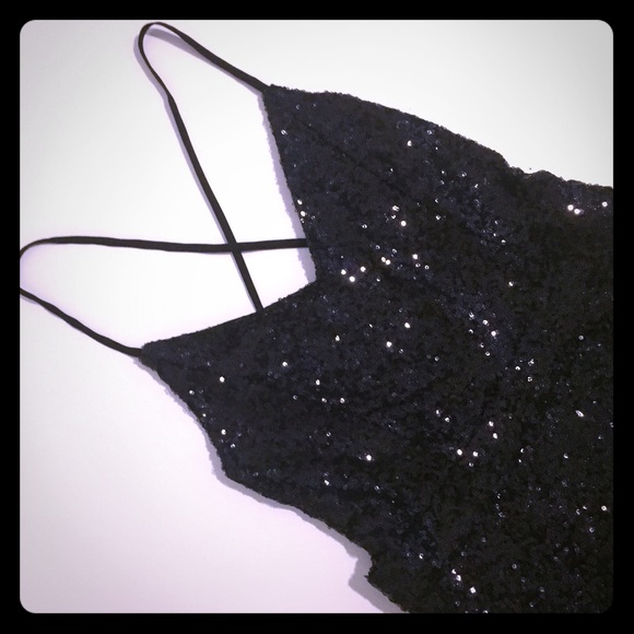 NWT TOBI Backless black sequins dress