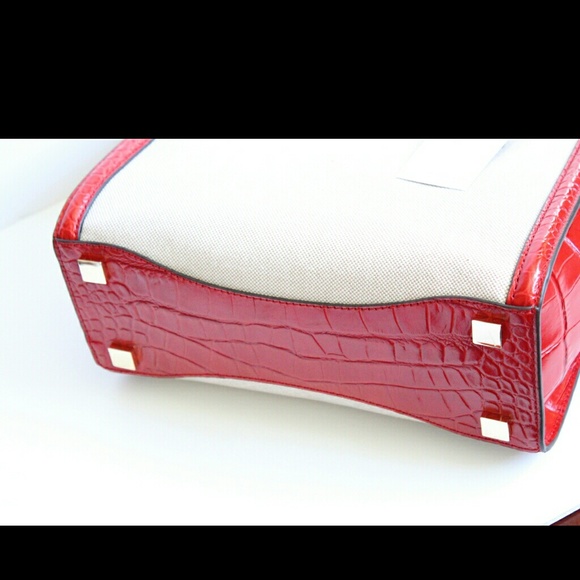 NWT Michael Kors Red & Ecru Colette Large Satchel - Picture 3 of 4