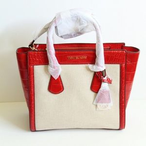 NWT Michael Kors Red & Ecru Colette Large Satchel