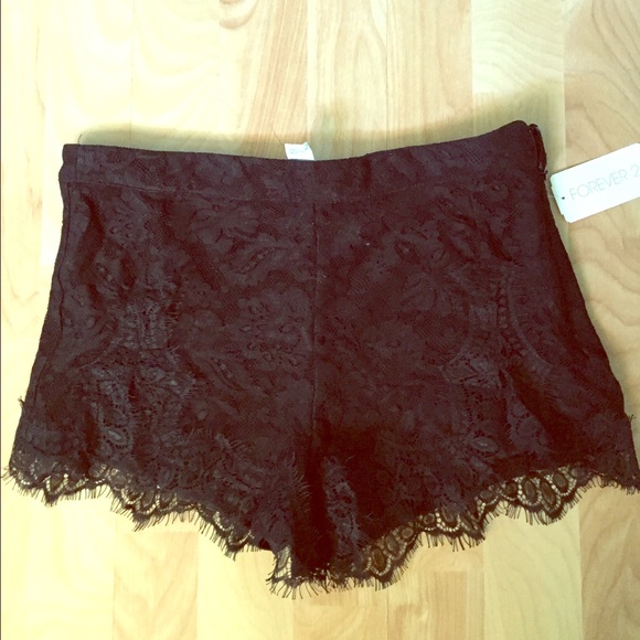 Black lace shorts