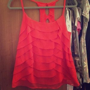 Red ruffle sleeveless blouse size small