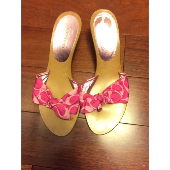 Coach Havana Pink Signature Fabric Wedge