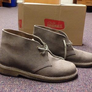 Gray suede Clarks desert boots