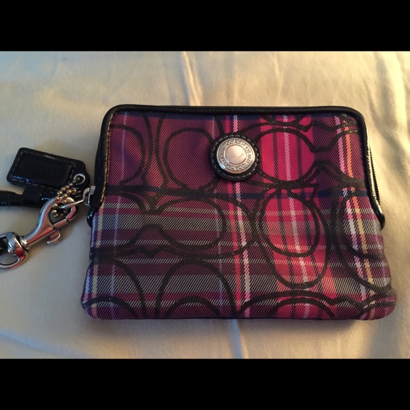 Coach Plaid Wristlet