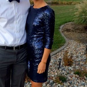 Navy blue sequins dress