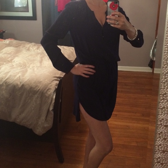 Long sleeve Diane Von Furstenberg navy dress.