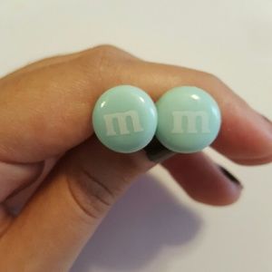 Blue M&M Earring Studs