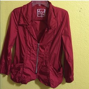 Red half zip windbreaker