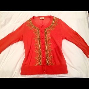 Kate Spade Coral Embellished Sweater