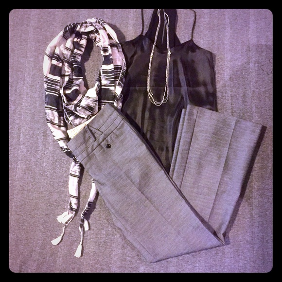 Grey Pin Dot Patterned Pants