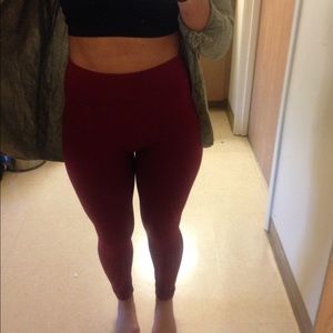 burgundy fleece leggings