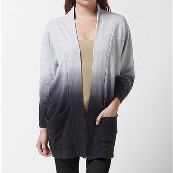 Dark Blue Black Ombré Open Cardigan Sweater