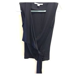 DVF Silk black draped top