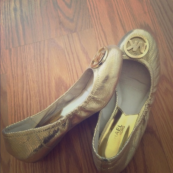 Michael Kors gold ballet flats, size 6.