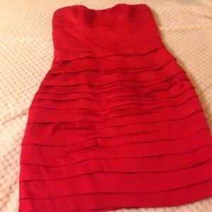 Red Express Strapless Dress