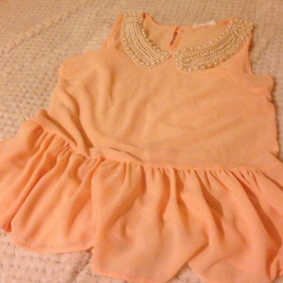 Pink Sleeveless Top with Beaded Peter Pan Collar