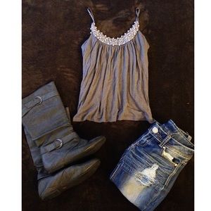Forever 21 Grey Pearl Top