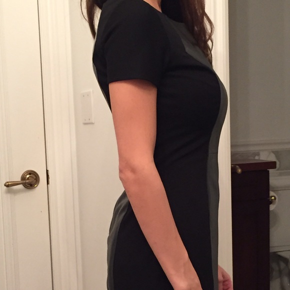 Beautiful black dress w leather panels - Picture 1 of 2