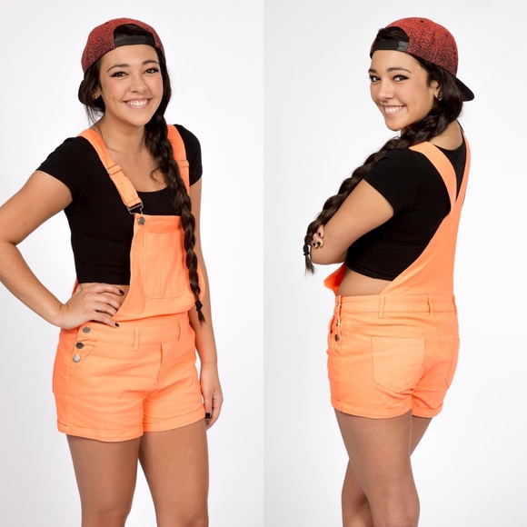 Peach/Orange Short Overalls