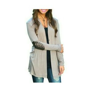 sequin elbow patch cardigan