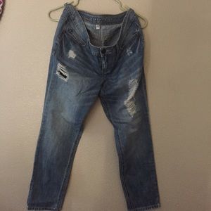 Distressed skinny ankle jeans