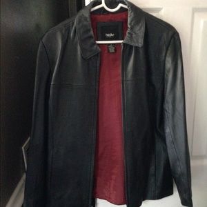 WOMENS black leather jacket size M