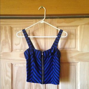 Striped Zip-up crop top