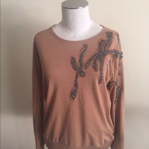 ***SOLD****Zara mustard yellow beaded sweatshirt.