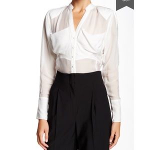 L.A.M.B Long Sleeve Silk Chiffon Blouse