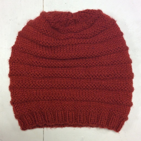 Red overside beanie
