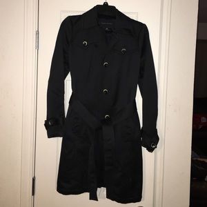 Black trench coat with belt