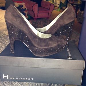 H by Halston Brown studded Heel