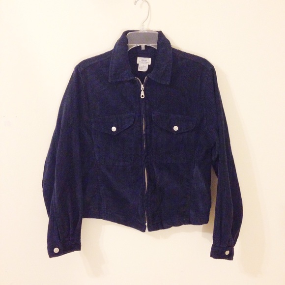 Navy blue corduroy zip jacket 90s grunge