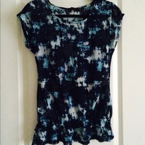 Blue camouflaged sheer top