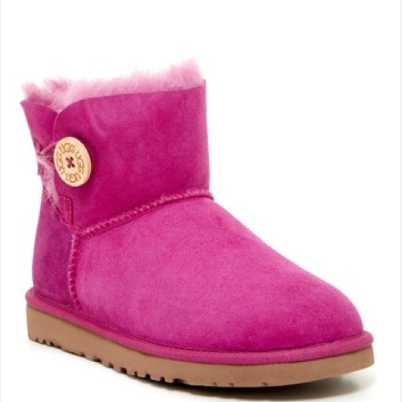 Pink ugg s woman Bailey button real sheep fur